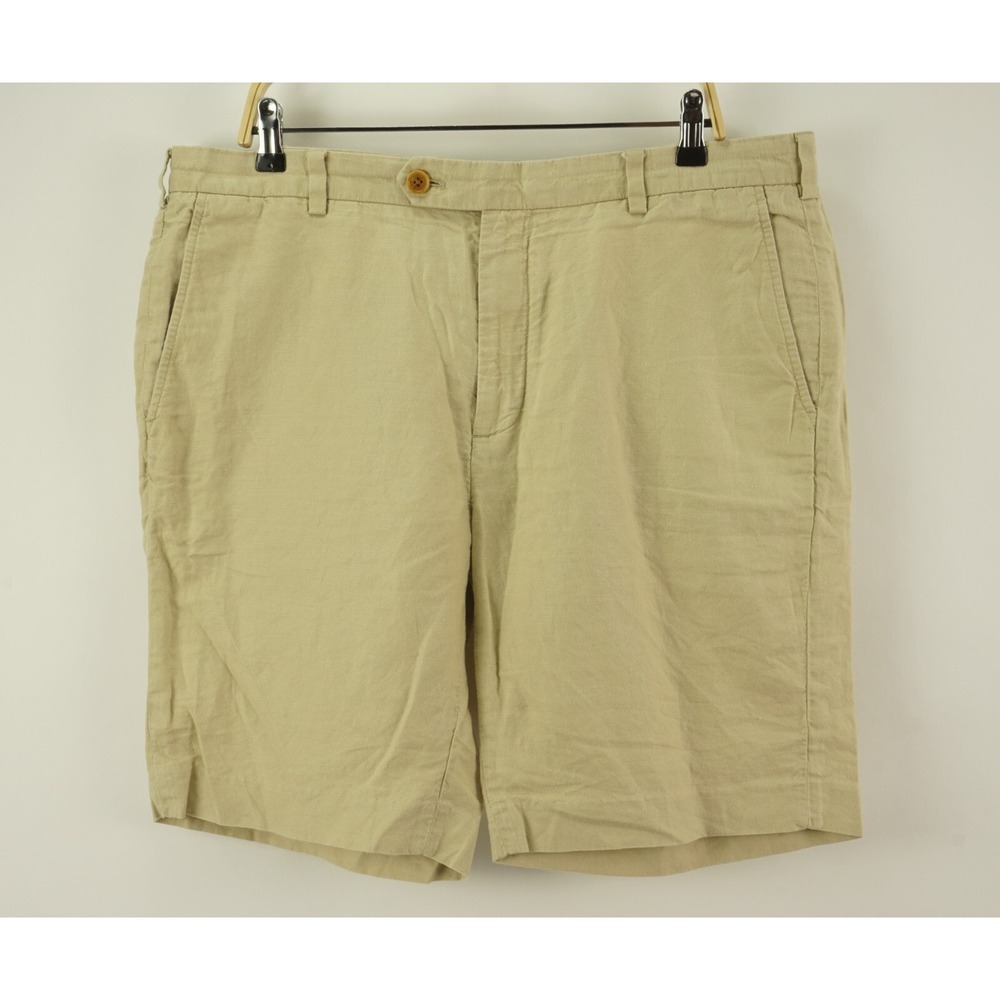 Brooks Brothers Linen Cotton Bermuda Short Men's 38 x 10" Light Brown Flat Front